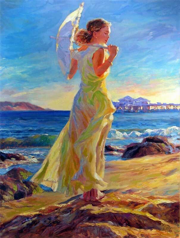 Женщина и море картина