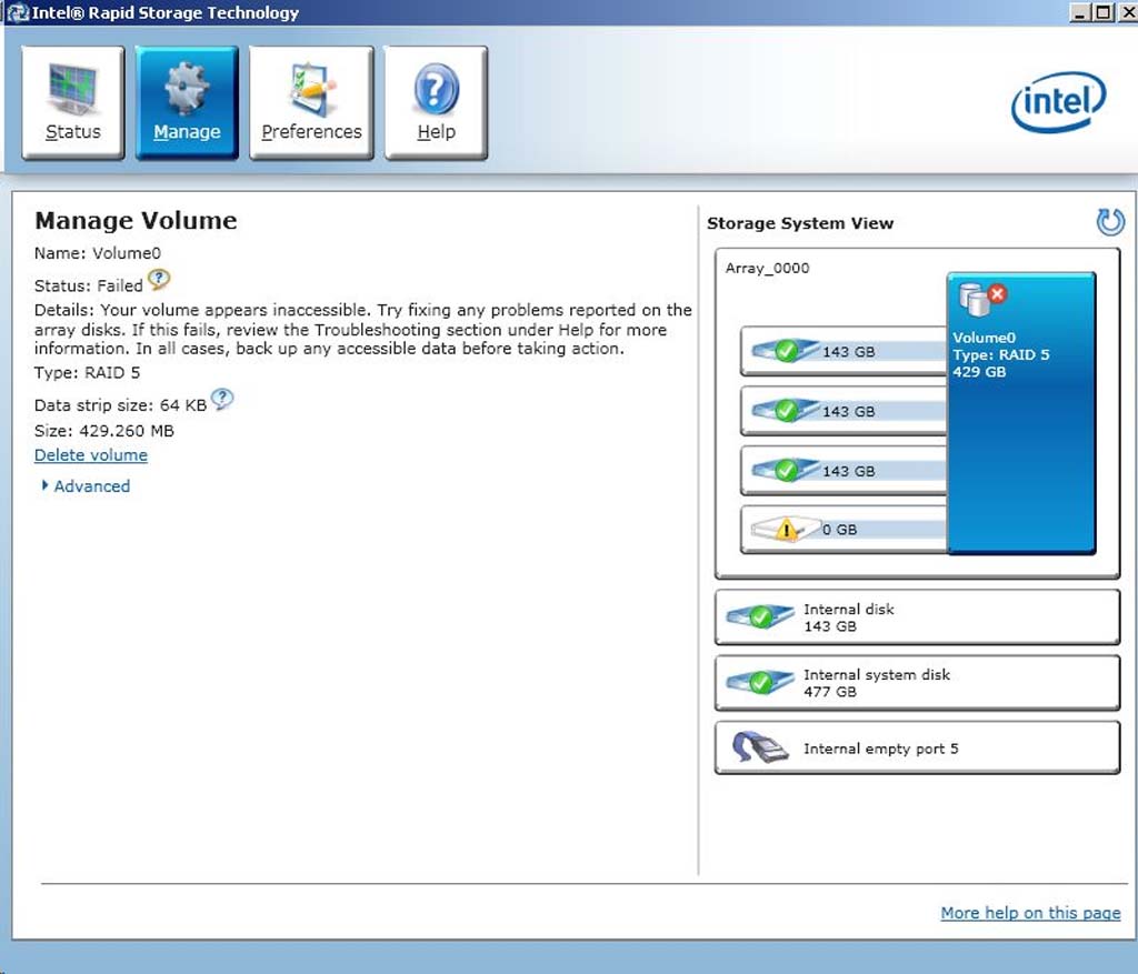 Intel rapid storage raid